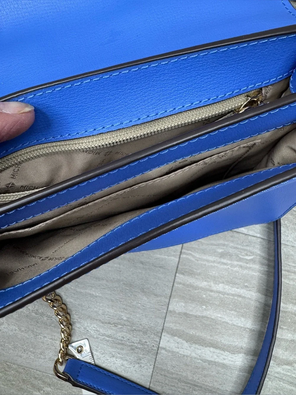 Michael Kors Mott Crossbody with Gold Chain in Oxford Blue